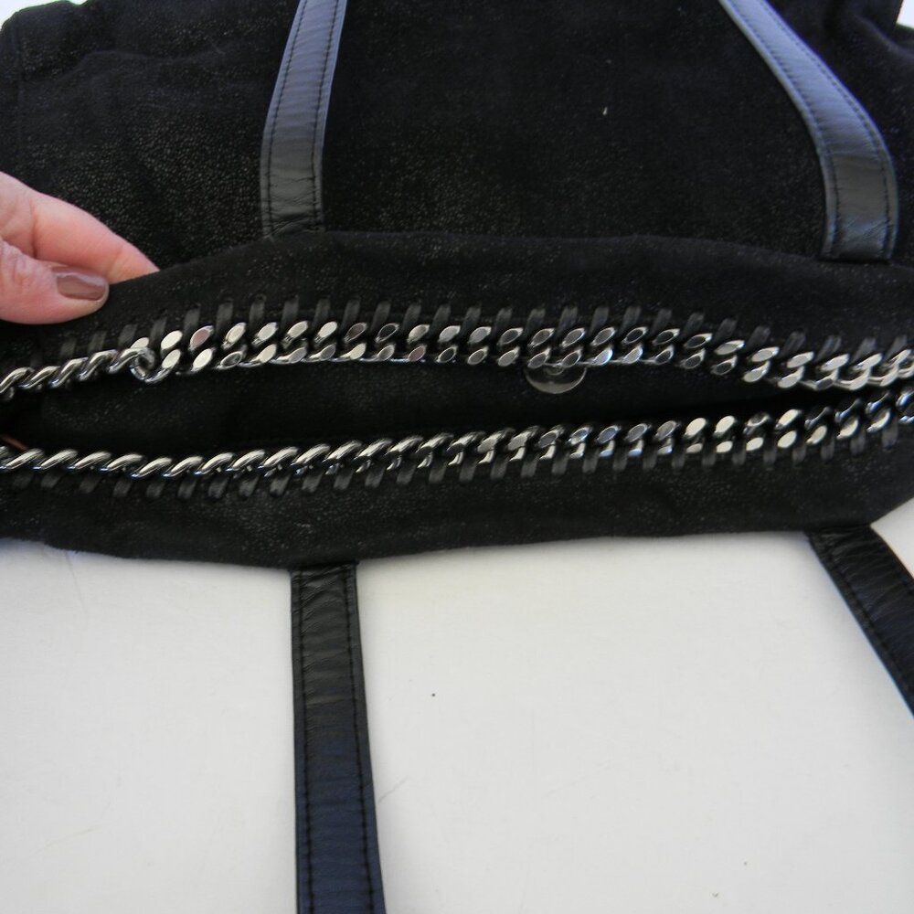 STELLA MCCARTNEY  Black Shaggy Deer Falabella East West Shopper Tote ITALY - Picture 7 of 10